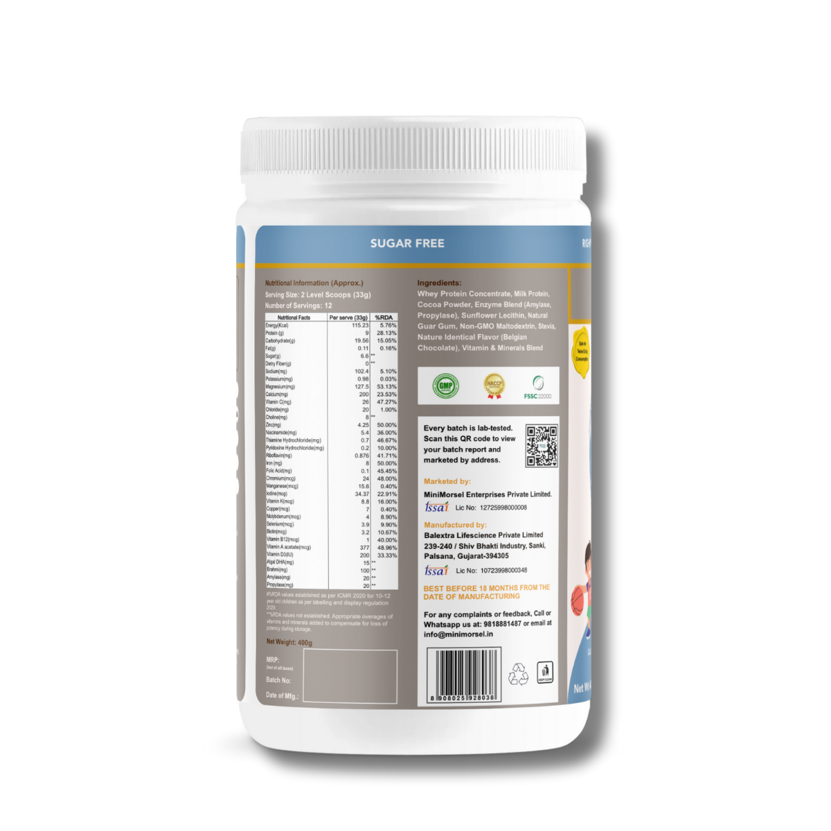 NutriMate 10-12 Years Milk Mix, 400 g, Boy/Girl, Belgian Chocolate